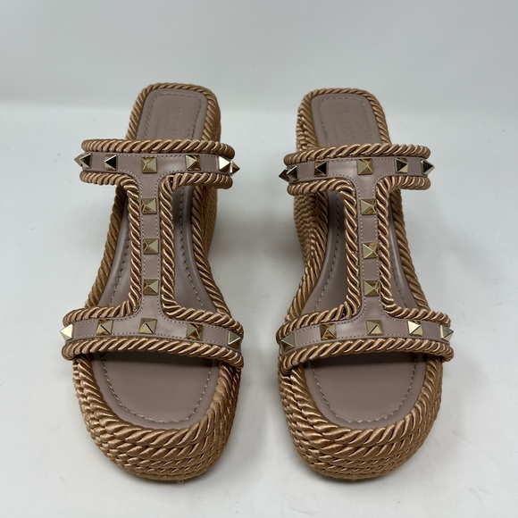 Valentino Rockstud Torchon T-Strap Rope Espadrille Wedge Sandal Platform size 39 - Picture 3 of 10